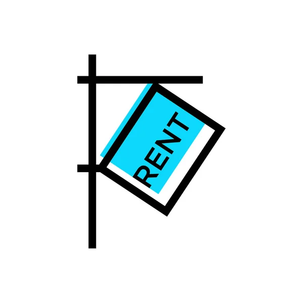 Rent Sign Linear Fill Icon Vector Light Blue — Stock Vector