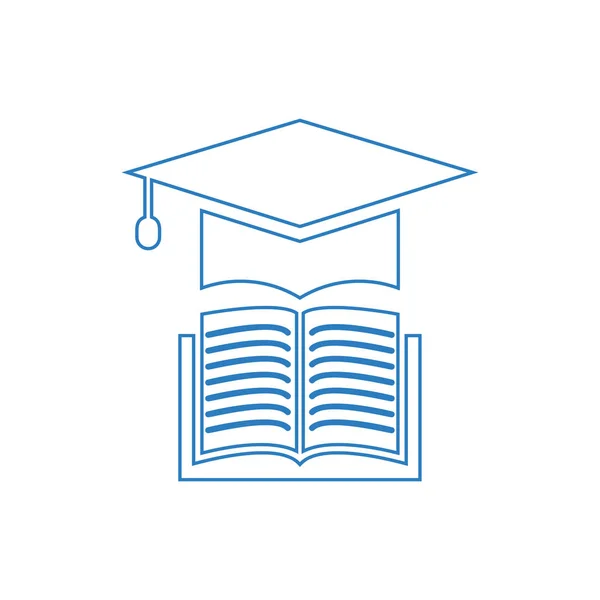 Livre Avec Chapeau Vectoriel Graduation Icône Éducation Illustration Chapeau Universitaire — Image vectorielle