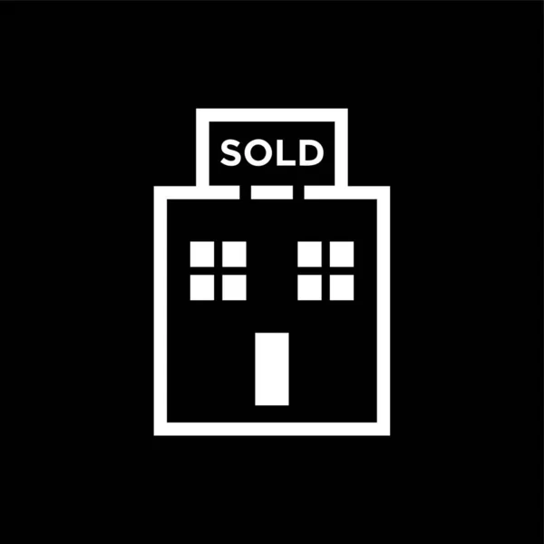 Haus Verkauft Zeichen Symbol Auf Schwarzem Hintergrund — Stockvektor