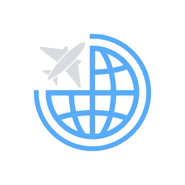 Airplane Globe Simple Icon Vector Illustration — Stock Vector