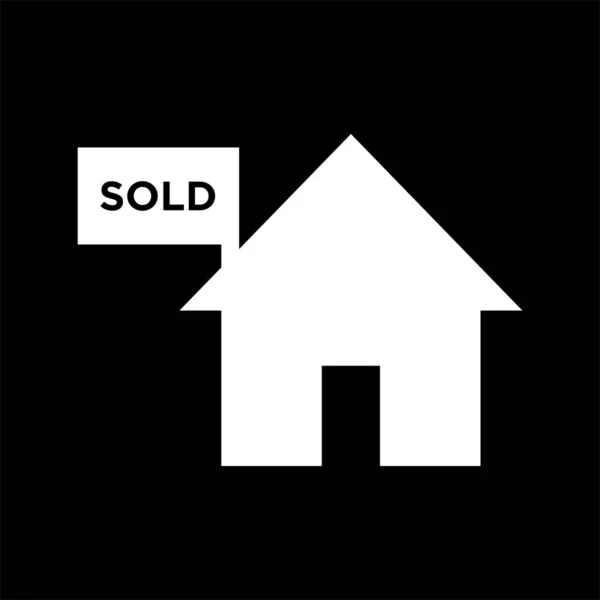 Ícone Sinal Vendido Casa Branco —  Vetores de Stock