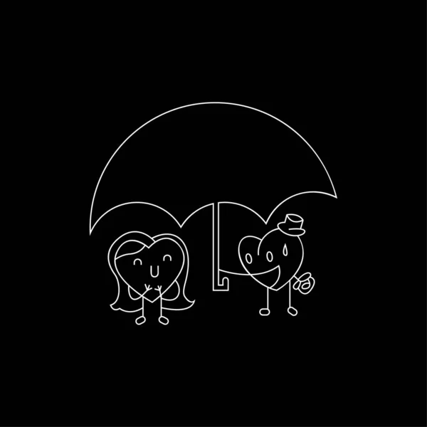 Zwei Sehr Süße Liebe Aufkleber Regenschirm Bild Perfekt Für Aufkleber — Stockvektor