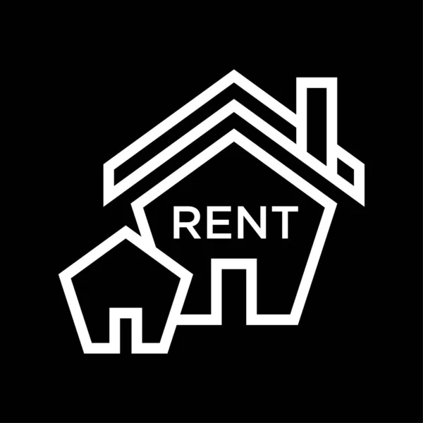 House Rent Sign Icon Vector White Linear House Rent Sign — Stock Vector