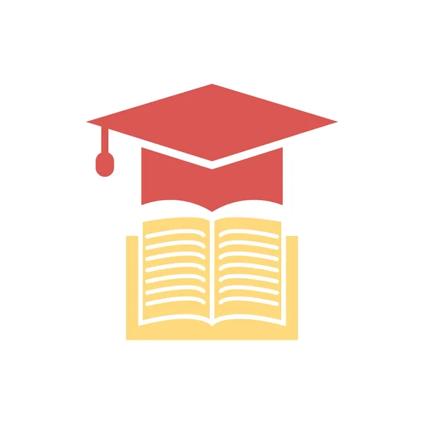 Libro Con Tapa Graduación Vector Icono Educación Ilustración Sombrero Universitario — Vector de stock