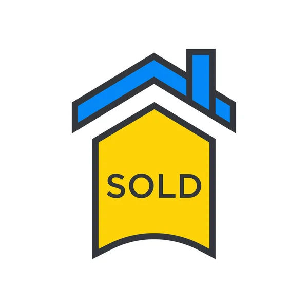 Huis Verkocht Sign Icon Vector Lineaire Fill Huis Verkocht Sign — Stockvector