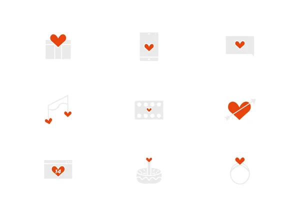 Conjunto Premium Iconos Planos Corazón Paquete Pictograma Simple Conjunto Iconos — Archivo Imágenes Vectoriales