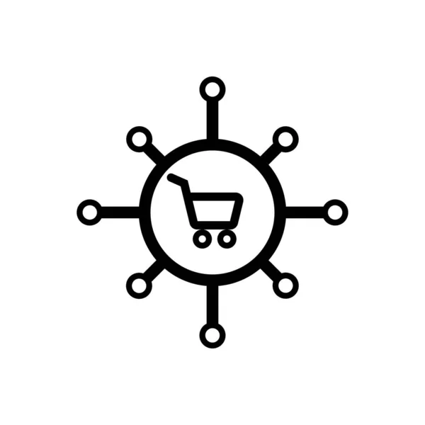 Icono Solución Comercio Electrónico Negro — Vector de stock