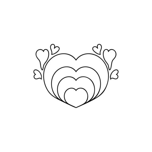 Love Icon Vector Cute Heart Sticker Illustration Linear Style Icon — Stock Vector