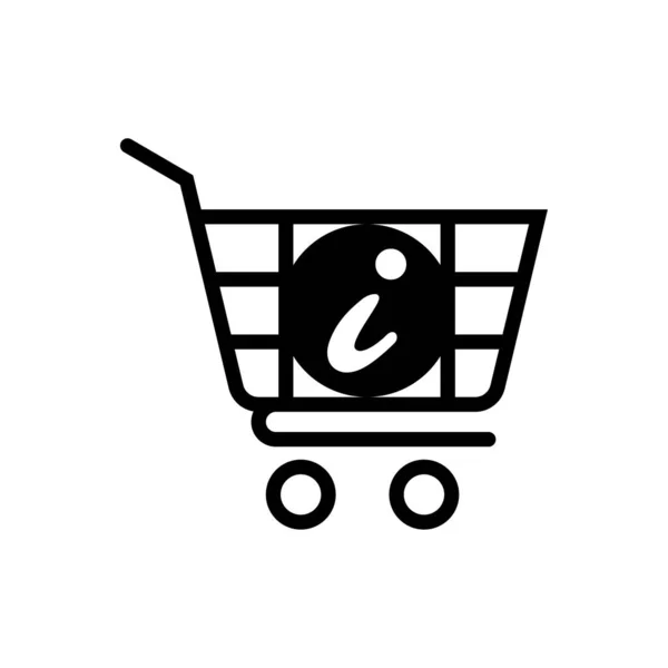 Icono Información Del Carrito Comercio Electrónico Negro — Vector de stock