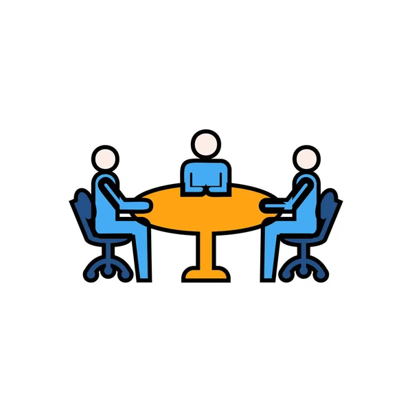Business Meeting Icon Vector Line Fill Business Consulting Sign — Stock Vector