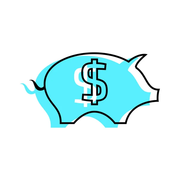 Piggy Bank Lineáris Kitöltés Icon Vektor — Stock Vector