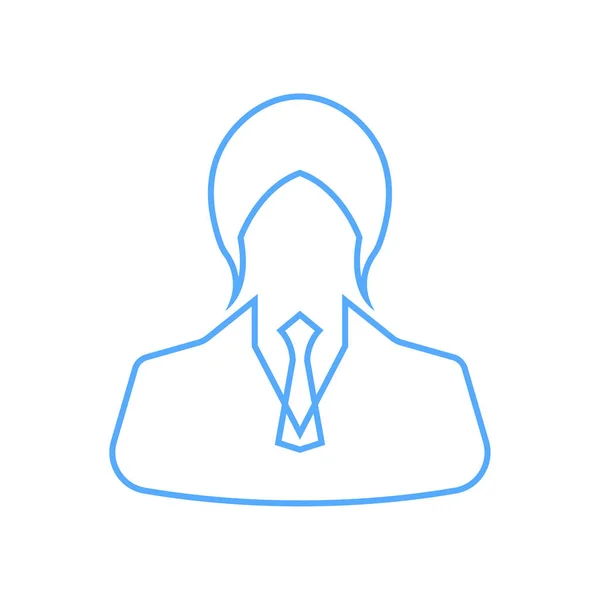 Business Vrouwen Line Art Icoon Blauw Vector Business Meisje Avatar — Stockvector