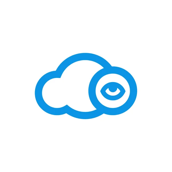 Eye Cloud Icon Line Vector Blue — Stock Vector