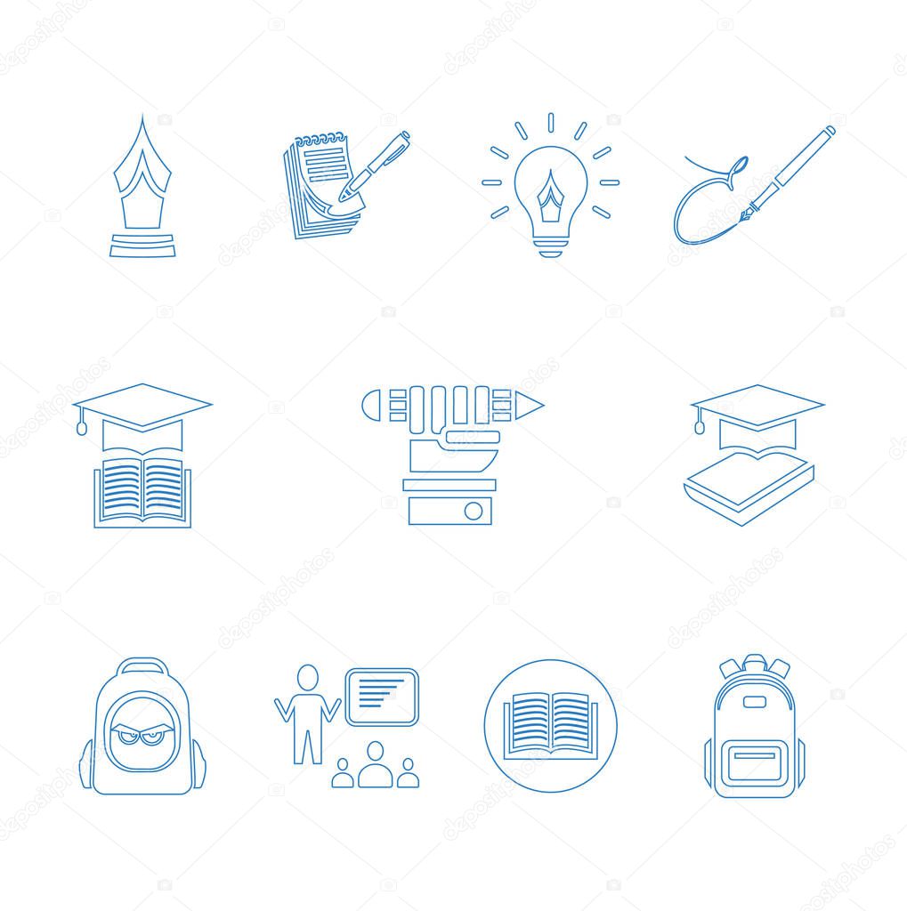 set of stylish education icons, vector illustration