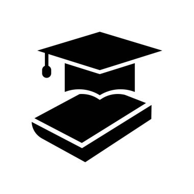 Vektör mezuniyet kapaklı - kitap eğitim simgesi, akademik Üniversitesi hat illüstrasyon - Blac