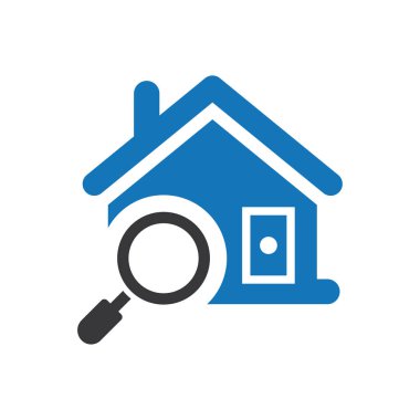 Gerçek emlak ev arama simgesi mavi