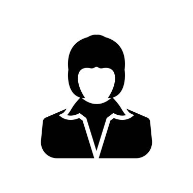 İş kadını simgesi, avatar sembolü-siyah