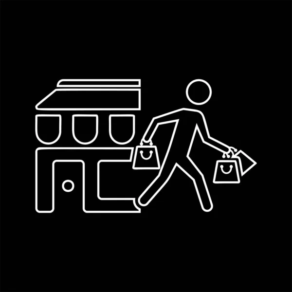 Hombre Que Lleva Bolsas Compras Con Signo Tienda Vector — Archivo Imágenes Vectoriales