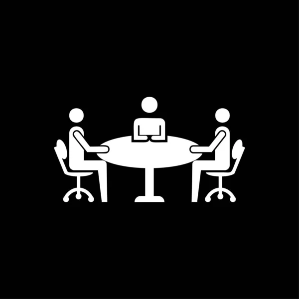 Vetor de ícone de reunião de negócios branco — Vetor de Stock