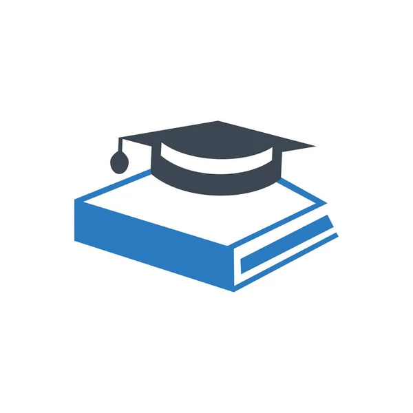 Libro Con Gorra Graduación Icono Educación Universidad Académica Sombrero Diseño — Vector de stock