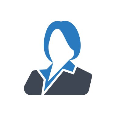 İş kadını simgesi, avatar sembolü-mavi