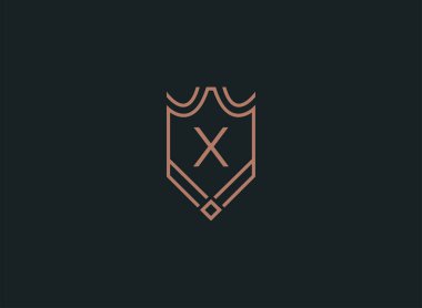 Lüks doğrusal kalkan Monogram harfi X logosu