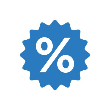 Yüzde işareti simge vektör mavi