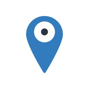 Konumu vektör simgesi - yer sembolü - Gps piktogram mavi