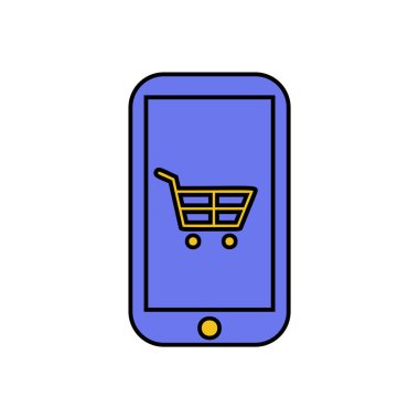 Bir mobil alışveriş sepeti simgesi-vektör