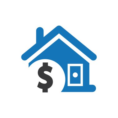 Ev fiyat simge vektör mavi