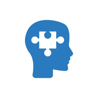 Puzzle Piece siluet Head-psikoloji kavramı-mavi