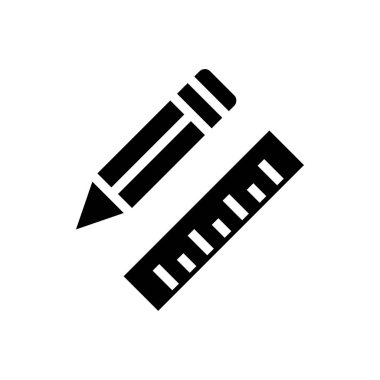 Kalem ve cetvel simge vektör siyah