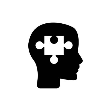 Puzzle Piece siluet Head-psikoloji kavramı-siyah