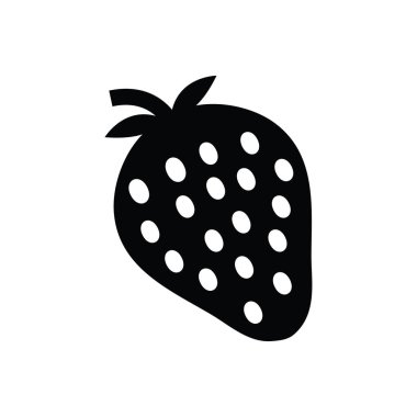 Çilek simgesi beyaz üzerinde siyah