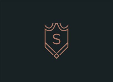 Lüks doğrusal kalkan Monogram harfi S logosu