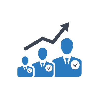 İş insanlar Icon - vektör mavi okla büyüme