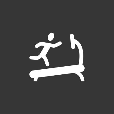 Adam Running on treadmill Icon beyaz
