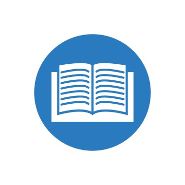 Kitap simgesini trendy düz stil. Mavi renk - vektör çizim düz tasarım