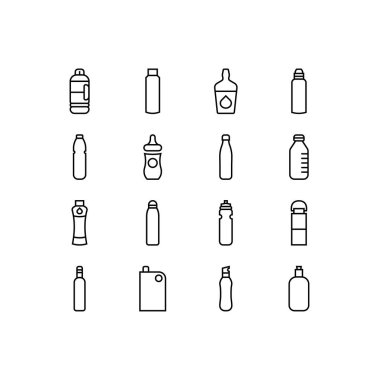 Plastik şişe simgesi set vektör illüstrasyon-şişe işareti seti