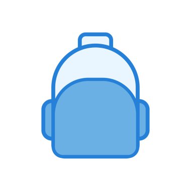 Sırt çantası ve çanta doğrusal simge vektör mavi