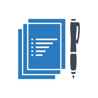 Defter ve kalem vektör simgesi mavi