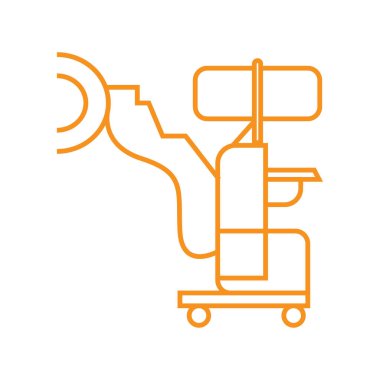 Tıbbi robot simgesi, robot destekli cerrahi-tıbbi cihazlar vektör doğrusal simge turuncu