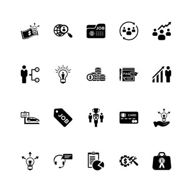 Kurumsal geliştirme iş - düz vektör simgeler siyah ayarla