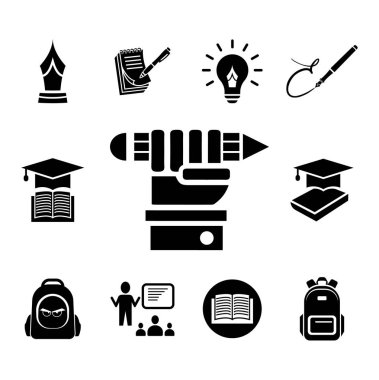 Eğitim Icons set - eğitim simge vektör simge stil - siyah