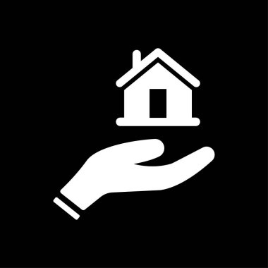 House simge vektör beyaz tutan el