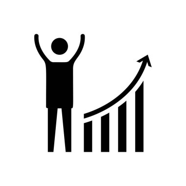 İş adamı yukarı doğru simge vektör siyah