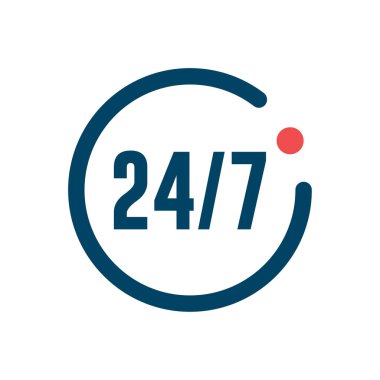 24 saat bir gün ve 7 gün izole bir hafta simge açık - tasarım düz