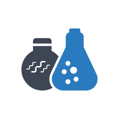 Deney tüp sembol simge - vektör mavi