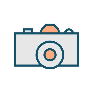 Simge cep digital fotoğraf makinesi vektör - doğrusal renkli