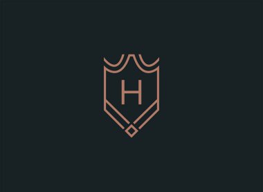 Lüks doğrusal kalkan Monogram harfi H logosu